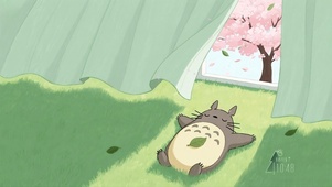 溜进龙猫春榻的阳光和花叶