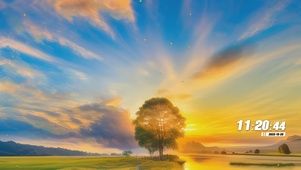 夕阳树木