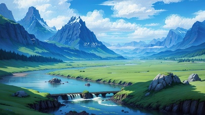 4K唯美治愈夏日高山河流草原