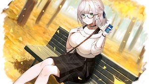 秋游眼镜少女