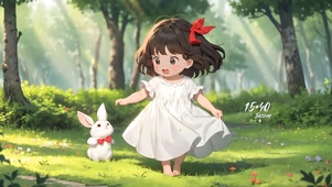 在森林玩耍