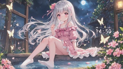 唯美湖畔可爱樱花女孩