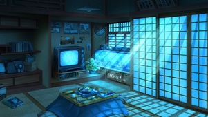 夜晚日式房间