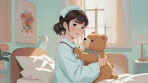 治愈小熊护士插画