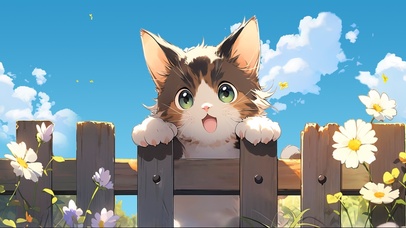 篱笆上的可爱猫咪