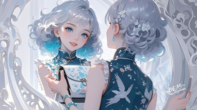 镜中的旗袍少女