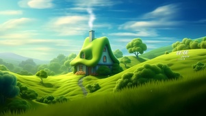 清新护眼 草原小屋