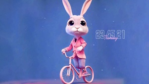 治愈粉色兔骑单车