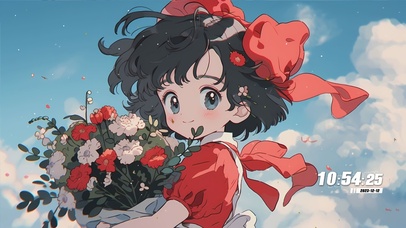 手捧鲜花的女孩子