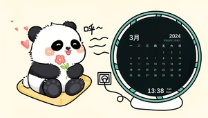可爱吹风熊猫