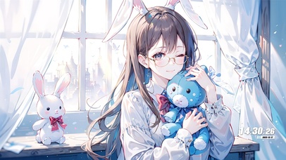 可爱窗边兔耳少女