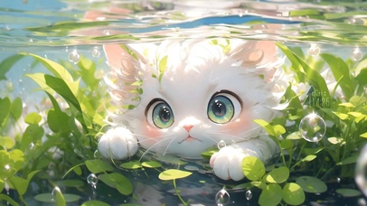 可爱水草猫咪