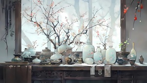 4k汝窑瓷梅花