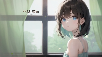 窗前清新唯美女孩