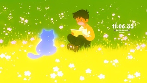 草地男孩猫咪