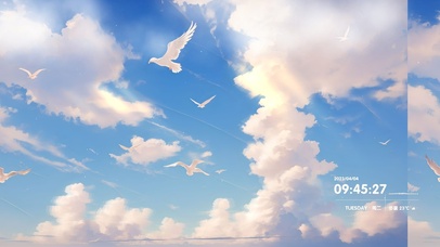 4k蓝天白云飞鸟