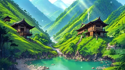 治愈护眼山间村落