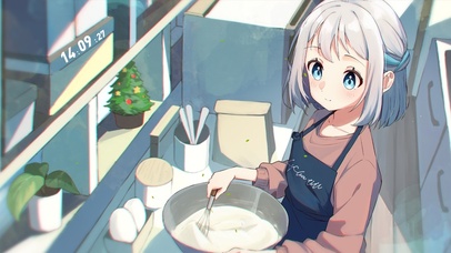 唯美厨房白发少女