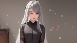 4K白发旗袍少女
