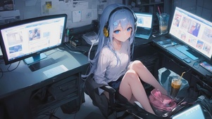 蓝发AI少女