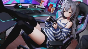 可爱猫耳电竞少女