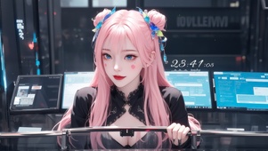 4K赛博朋克风科技美女