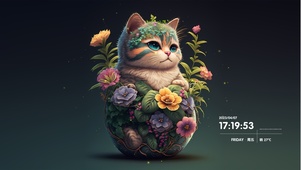 可爱花丛猫咪