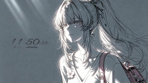 灰调光影下的线稿少女绯雪