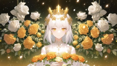 月季花王冠女孩