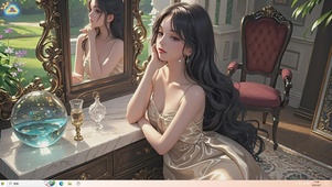梳妆台上的少女