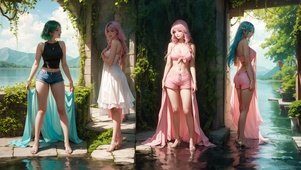 4K唯美湖边美女