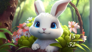 4K可爱花丛兔兔