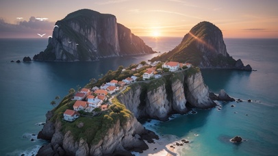 海中小岛上的小镇