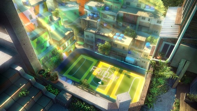 唯美治愈插画天台球场