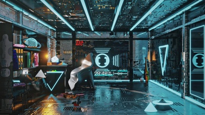 4K赛博朋克科技房间