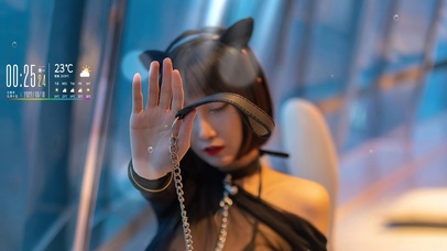 短发摇手美女【4K-高清】