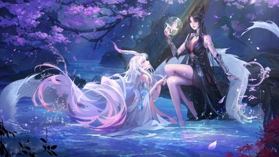 古风姐妹花粒子互动壁纸图片_动态桌面壁纸图片_动态壁纸下载-元气