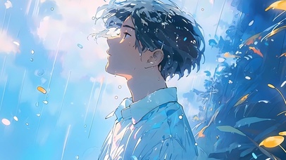 雨中少年