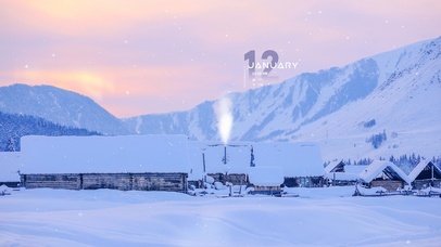 唯美治愈乡村雪景（带真实时间）