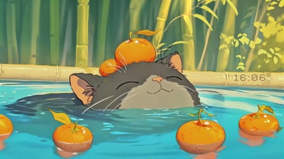 悠闲玩水的猫咪