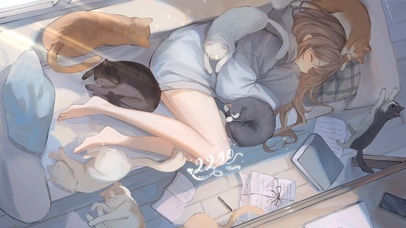 4K温馨治愈少女和猫猫们