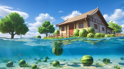 河边西瓜小屋