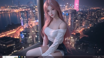 城市霓虹白丝女孩主题