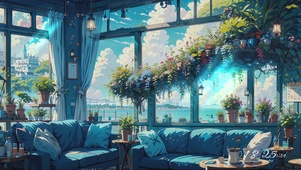 海边休闲生活（随视角移动）