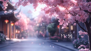 古镇樱花树