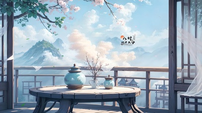 4K唯美古风水墨亭台风景