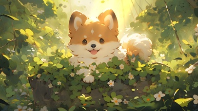 森林中的小萌狗