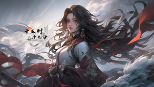 长发红丝带