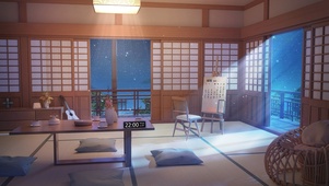 夜晚日式小屋