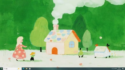 护眼绿景小清新小人物桌面主题